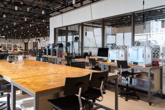 Studio 2 with desks and chairs