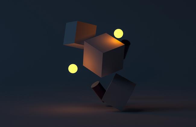 Abstract cube and sphere