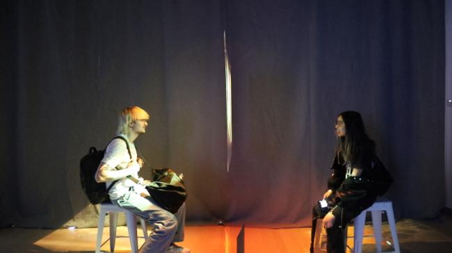 Strangers meeting at the barrier of encounter