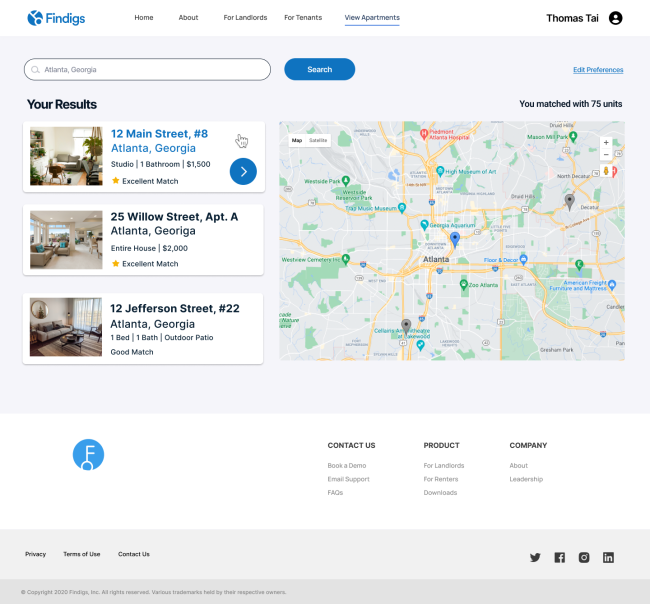 The website will return apartments ranked on the user's likelihood of getting approved.