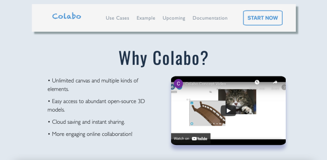 Screenshot of the landing page.