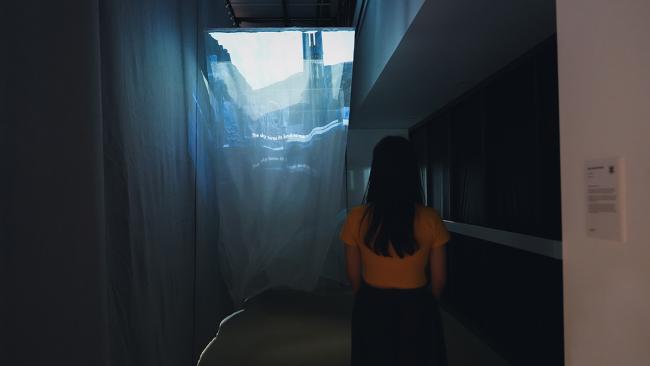 Guest visiting the installation