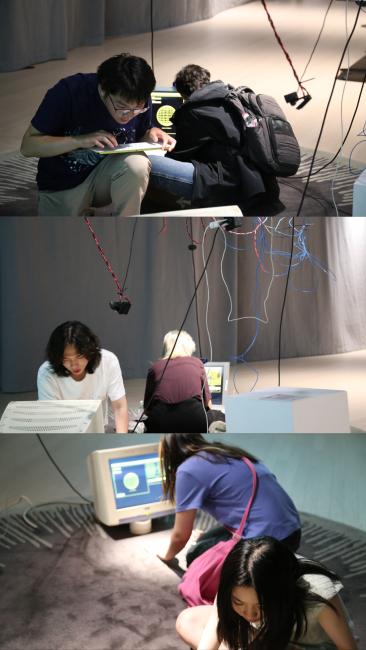 Participants interacting with the interface